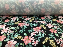 Double Brushed DTY Floral Spandex Stretch Apparel Fabric Black Pink Green M210
