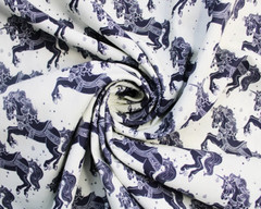 Crafts Fabrics Carousel Horses Silhouettes 149cm Digitally Printed Cotton Fabric