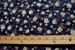 MULTI FLOWER PRINT ON NAVY BLUE SHEER 100% POLYESTER FABRIC 30X45 INCHES