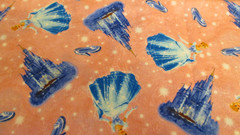 Disney Cinderella Pink Fabric Princess Castel Glass Slipper 2009 1yd x 44 Cotton
