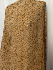 100% Silk Chiffon Honey Cocoa Brown Lurex Gold Accents Fabric By Yard 46″ Wide