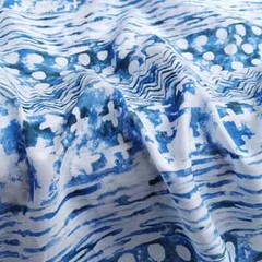 Natural Silk Cotton Fabric 53‘’ Wide By Yard Blue White Pattern Fabric Mulberry
