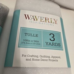 Lot Of 6 Waverly Tulle Fabric Packs 108″ X 54″ White, Silver Glitter 18 Yards