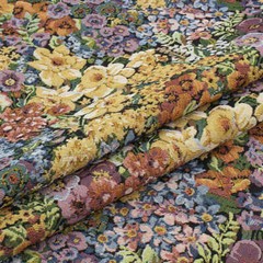 Yellow Daffodil Floral Vintage Jacquard Tapestry Upholstery Indoor Decor Fabric