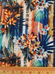 Blue floral Printed spandex stretchable Fabric wrinkle resistant 60” W Sold BTY