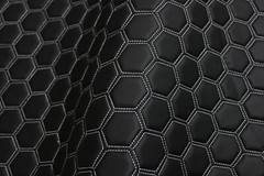 Hexagon Quilted Vinyl Grain Faux Leather Car Upholstery Fabric | 2″-5cm Stitched