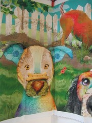 3 WISHES FABRIC “Raise the Woof ” DOG COTTON FABRIC PANEL SZ. 45″X24″ NEW
