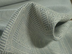 Schumacher Geometric Weave Indoor/Outdoor Linen in Chambray BTY Gorgeous