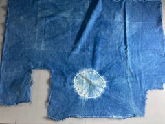Hand Dyed ORGANIC INDIGO Shibori on ORGANIC NATURAL DENIM 59″ W x 46″ L