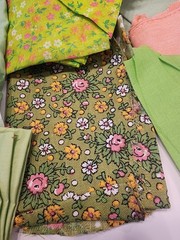 Vtg 1.5 lb Mixed Lot Green Retro Fabric Remnants Scraps Sewing Crafts Quilting