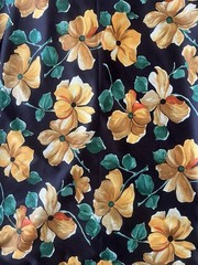 Vintage 1970s Fabric Bright Yellow Orange Floral Stretch knit 5-2/3 YARDS x 60″