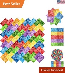 50pcs 10 x 10 inches Multicolor Cotton Fabric Bundle Squares for Quilting Sew…
