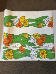 Vintage Vinyl Roll 60’s 70’s Oil Cloth Flower Power Floral Retro Crafts