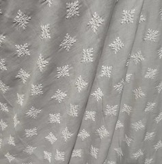 White W/Clear Sequins Embroidery Cotton fabric 50” Width Sold By The Yard