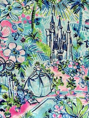 Lilly Pulitzer Pima Cotton Fabric Multi Lilly Loves Cinderella 1 yd (36″x 60”)
