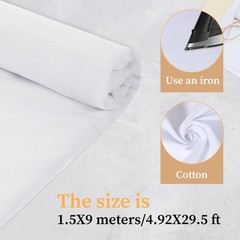 Lyksgir White Cotton Muslin Fabric, 10 Yards x 59 Inches, Bleached