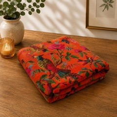 Luxury Cotton Velvet Fabric: Bird Print Upholstery, Home Decor By The Yard