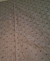 Brown Striped Embroidered Flowers Cotton Blend Fabric 44″ X 68″