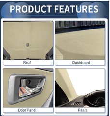 79″ x 60″W Auto Headliner Fabric 1/8″ Foam Backed Car Roof Lining Beige
