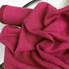 Organic Cotton Fabric Raspberry Red By The Yard Soft Hand Dyed Sewing Material