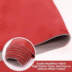 Suede Headliner Fabric with Foam Backing Material – Red 96*60 Inch