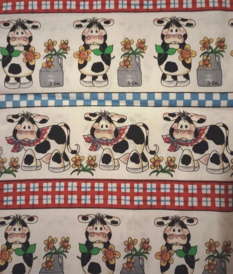 country farm cow fun fabric print piece 11 x 11 inch new