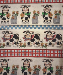 country farm cow fun fabric print piece 11 x 11 inch new
