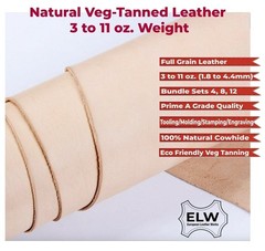 Veg Tan Cowhide Tooling Leather 3-11oz (1-4.8mm) Pre-Cut Special Bundle Sets