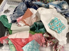 2.25# Of Mixed Cotton Fabric Pieces: Small, Medium And Large