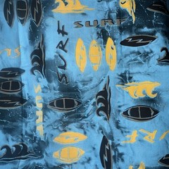 Surf Board Wave Beach Fabric Blue Yellow Black 40”x 60” Quilt Blanket