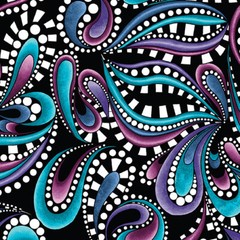 Xanadu cotton quilt fabric Benartex 16154-12 Black Paisley
