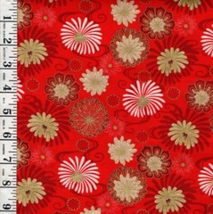 Asian – Year of the Dragon – Colorful Mums – LEIA-866-2 – RED – By Half Yard
