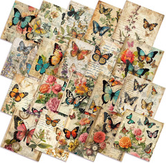 20 Pcs 10”x10” Vintage Butterfly Quilting Fabric Square Retro Butterfly Floral