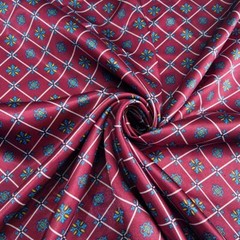 1 yard X 1.48 meter Floral Checks Satin Fabric Soft Charmeuse Material