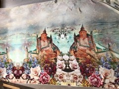 1.35 meter 100% Mulberry Silk 14 Momme Crepe Silk Fabric Castle Garden 53″ JN059
