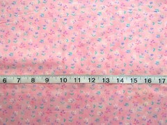 1 yd 100% Cotton Fabric Pink with Blue, White, Purple Flowers