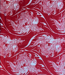 Riley Blake Designs Year of The Ninja Red Chinese Dragon Fabric 1 3/4 YD x 42