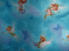Disney ” Fairies On Butterflies” Springs 100% Cotton fabric Blue Multi SBTY