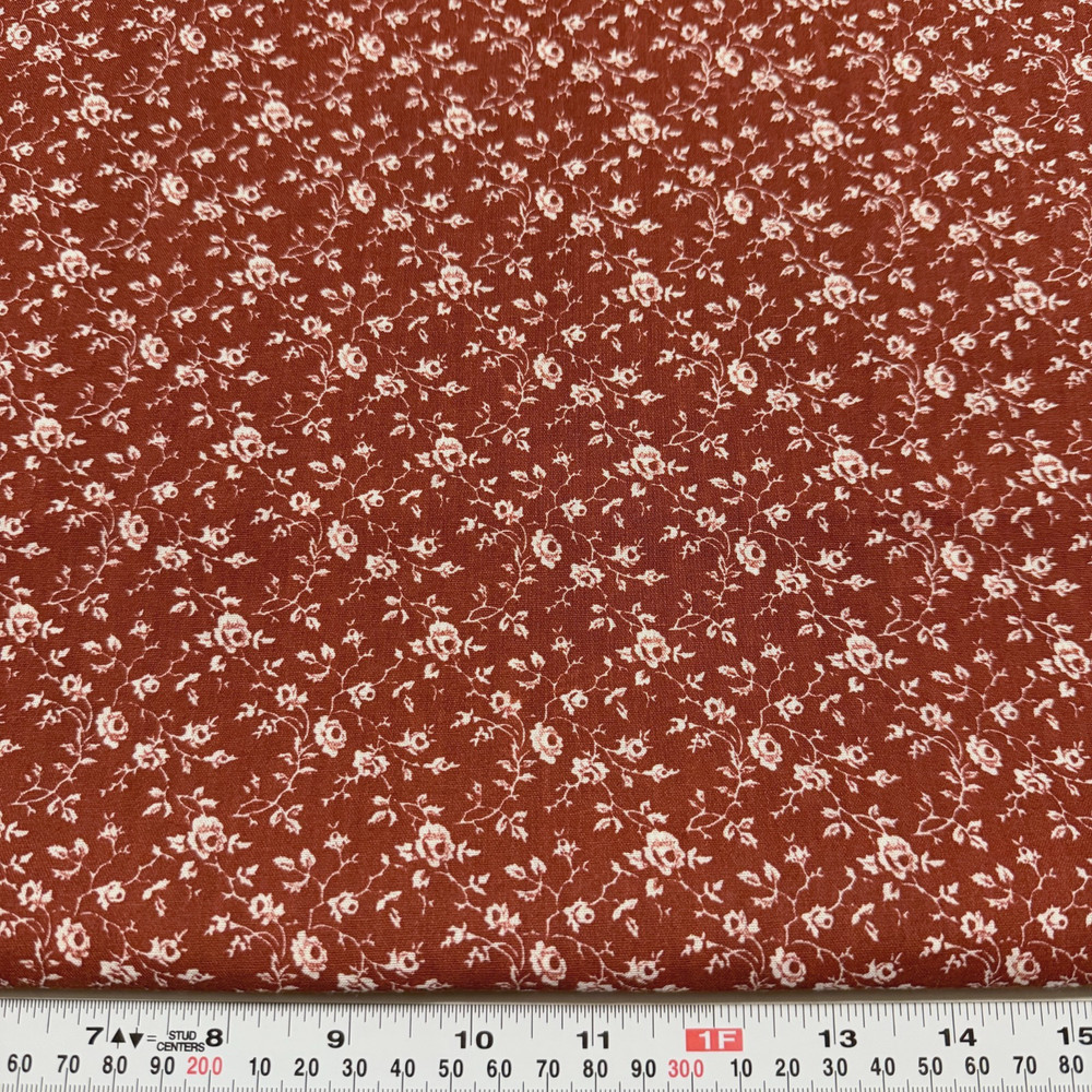 Vintage Florals on Rusty Brown Unbranded Cotton Blend Fabric FAT QUARTER 18″x22″