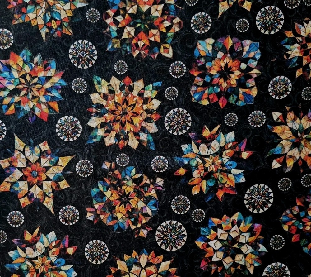 Quilting Treasures – Solstice Kaleidoscope Medallion Quilting Fabric – BTY