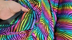 Fabric Sold By The Yard Multicolor Geometric Rainbow Blue Pink Black Background