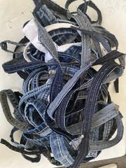 Inseams Hems From Denim Scraps Recycled Jean 1 pound 13 Oz Crafting Sewing Lot A