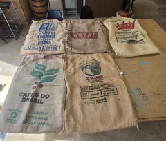 Lot of 5 Authentic Burlap Coffee Sacks – lot of 5 assorted coffee bags
