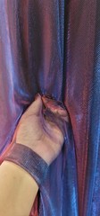 Fabric By The Yard Iridescent Mesh Stretch Two Tone Blue Red