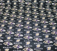 Baltimore Ravens ~ Large Logo Pattern NFL Cotton Fabric 1/4 Yard 9” X 58” New