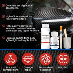 Carbon Fiber Repair Kit 8×23.6 Inch Cloth 100g Epoxy Resin Hardener Tools Set…