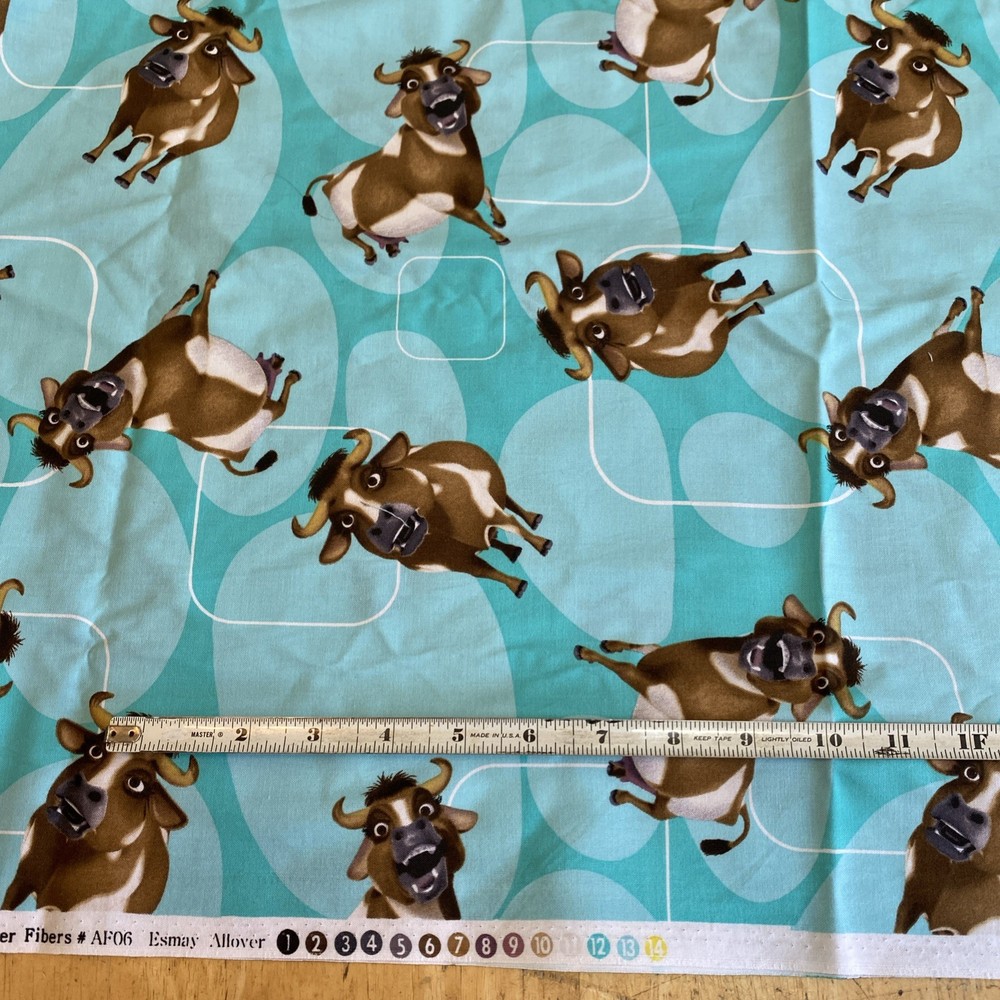 2 yards Lion of Judah 2008 Movie Esmay COW Allover Print Quilt Fabric, cartoon