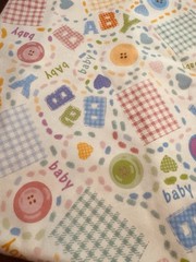 VTG NEW Yellow BABY Flannel Fabric Pink Blue Green Gingham Buttons Novelty 2 YDS