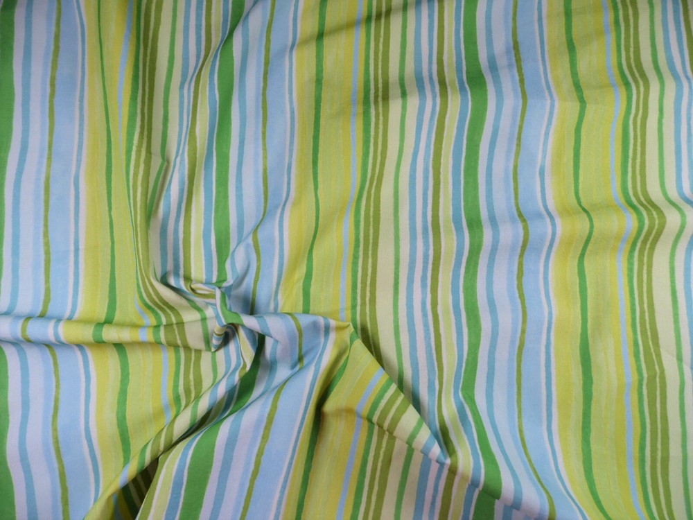 Nylon Spandex 4way Stretch Bathing Suit Fabric Green Blue Stripe D406