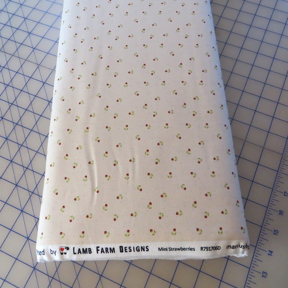 Yard ~ Tiny Strawberries On Cream by Marcus $3.99 Ships ANY Amount Fabric